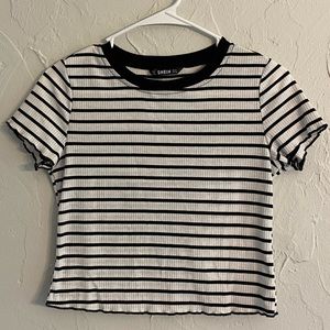 Stylish black and white crop top. By shein. Size medium